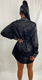 "Mi$$ Kim" Rhinestone Satin dress- Black