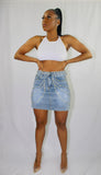 "Icy Girl" Rhinestone Denim Skirt