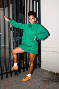 GET MONEY | SIDE TIE OVERSIZED HOODIE - MONEY GREEN