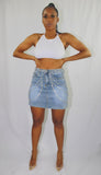 "Icy Girl" Rhinestone Denim Skirt