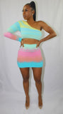 "Rainbow Sorbet" Stripe Fuzzy Skirt Set